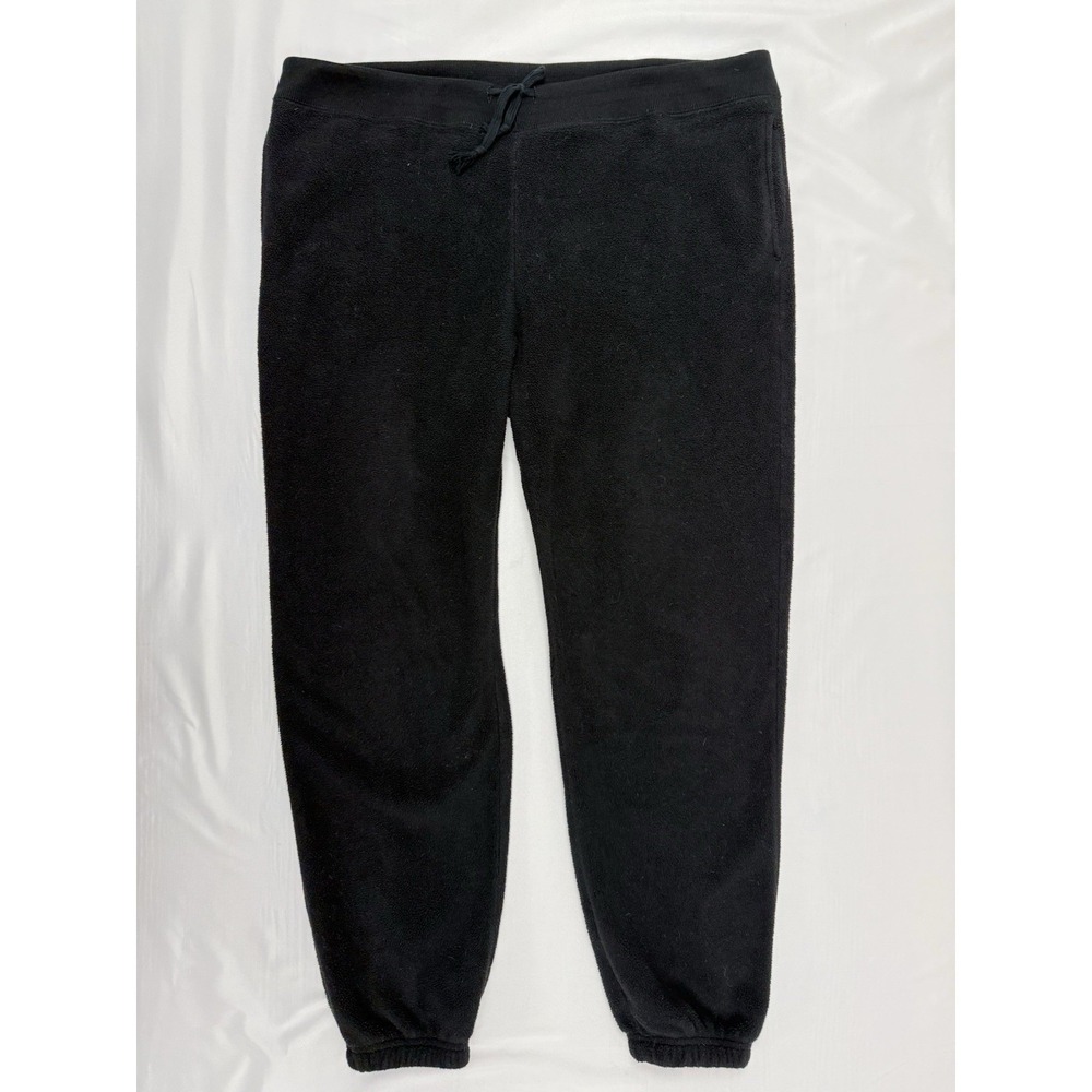 Vintage 90s Lands End Mens Large 36-39 Black Thick Fleece Sweatpants Joggers USA